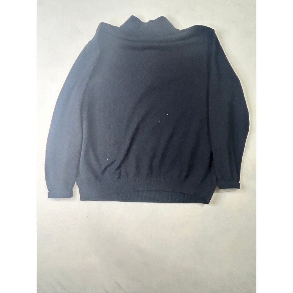 Roundtree & Yorke Mens Large Navy Blue Quarter Zip Mock Neck Knit Sweater GS22 - Picture 7 of 8